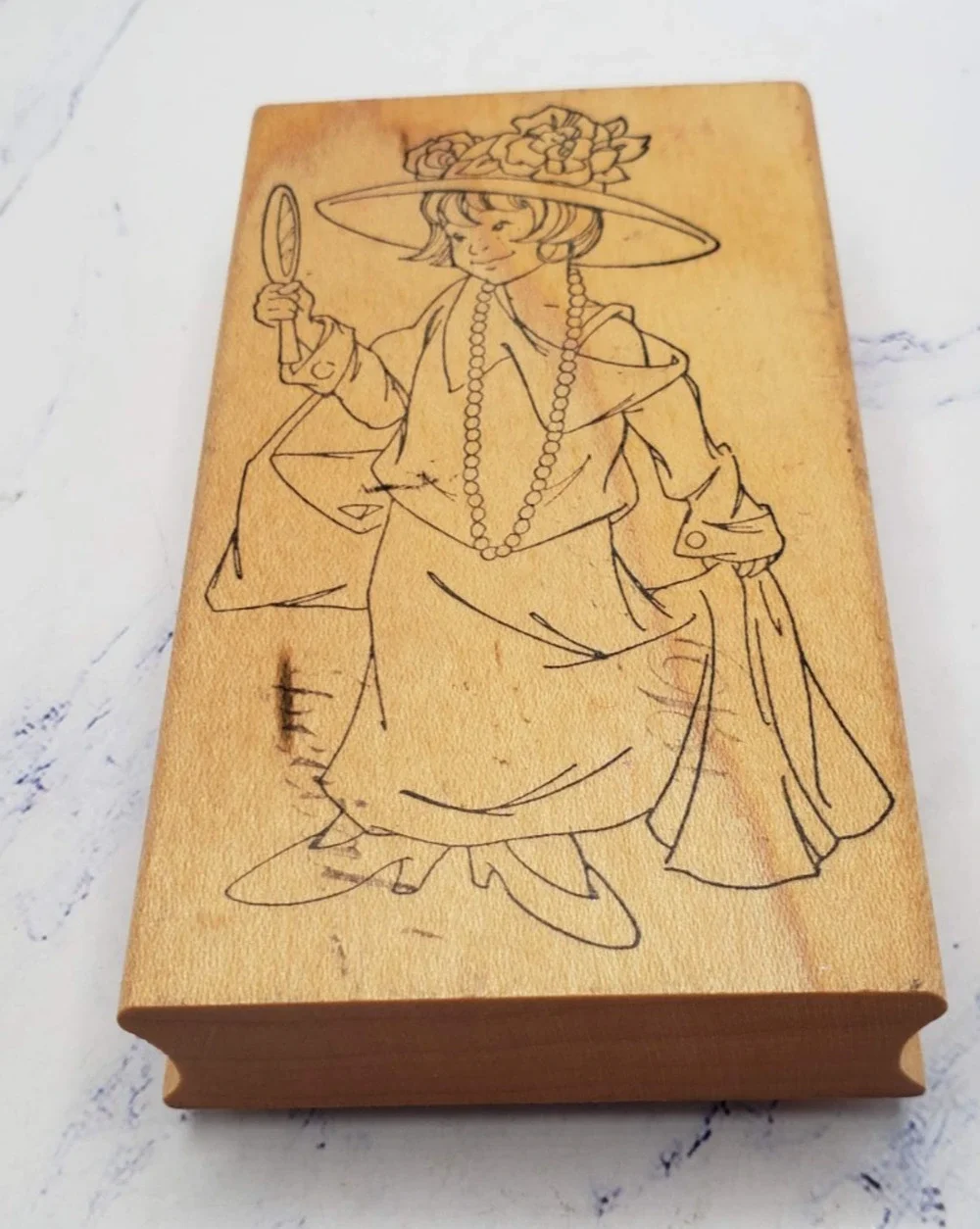 The Stamp Pad Co Little Girl Dress Up Wood Mounted Rubber Stamp